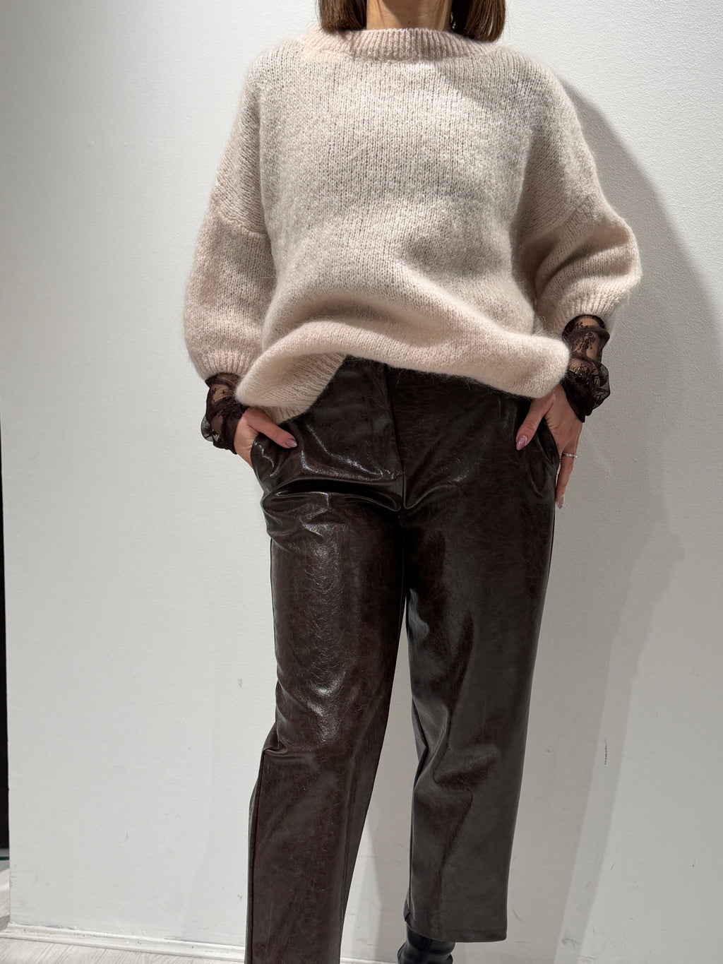 Pantalone Ecopelle con Elastico