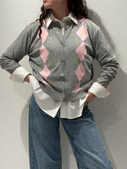 Cardigan in Maglia con Rombi