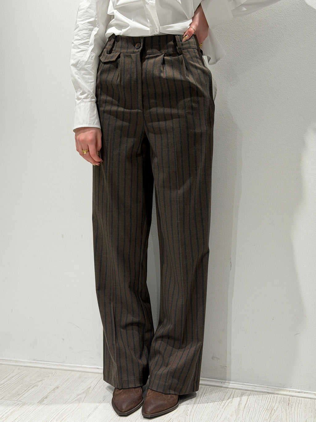 Pantaloni a Righe gamba Ampia