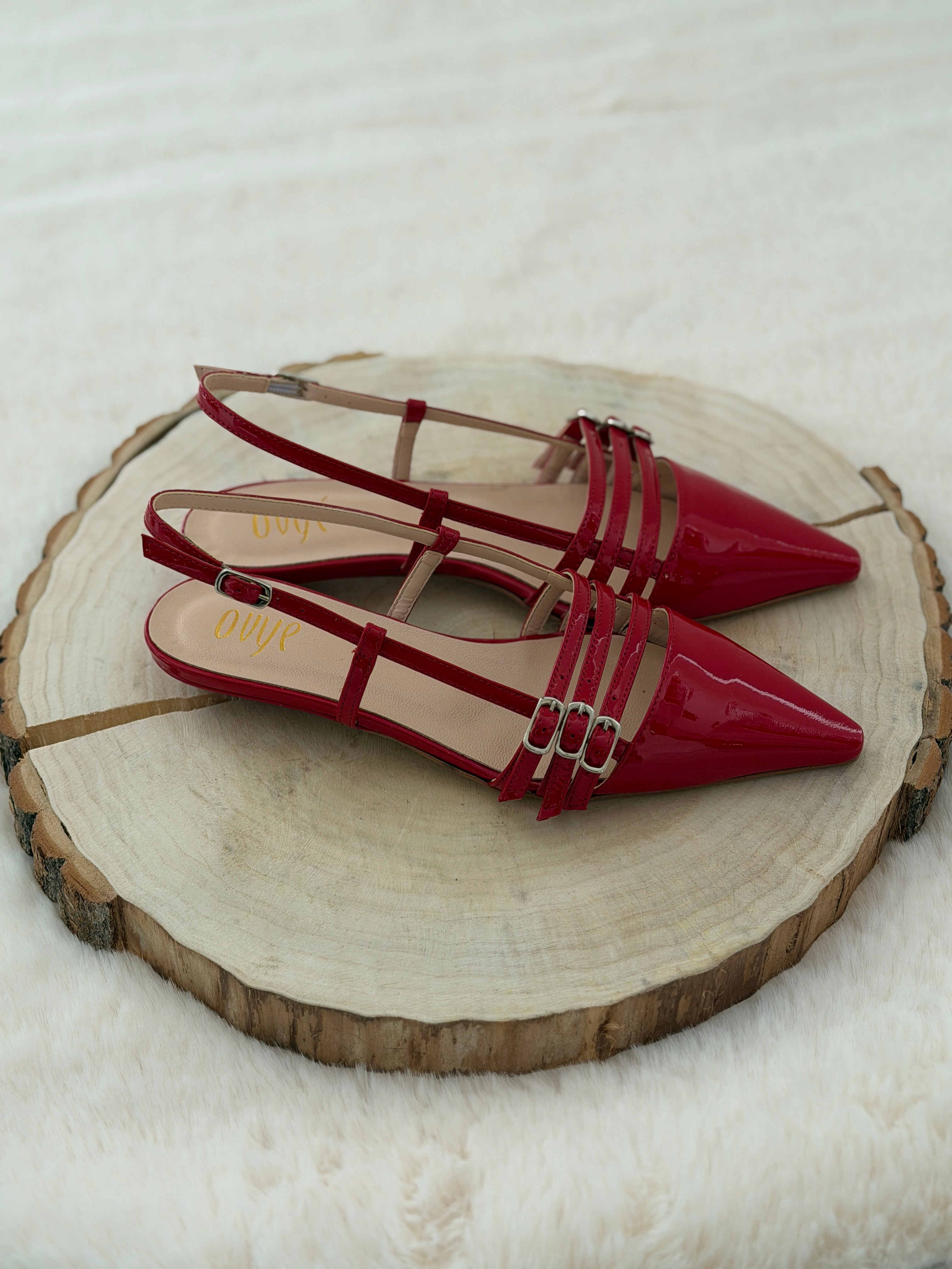 Slingback vernice rossa