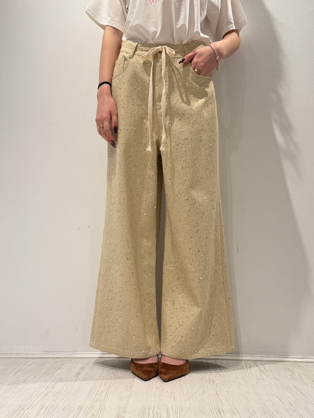 Denim Palazzo con Strass