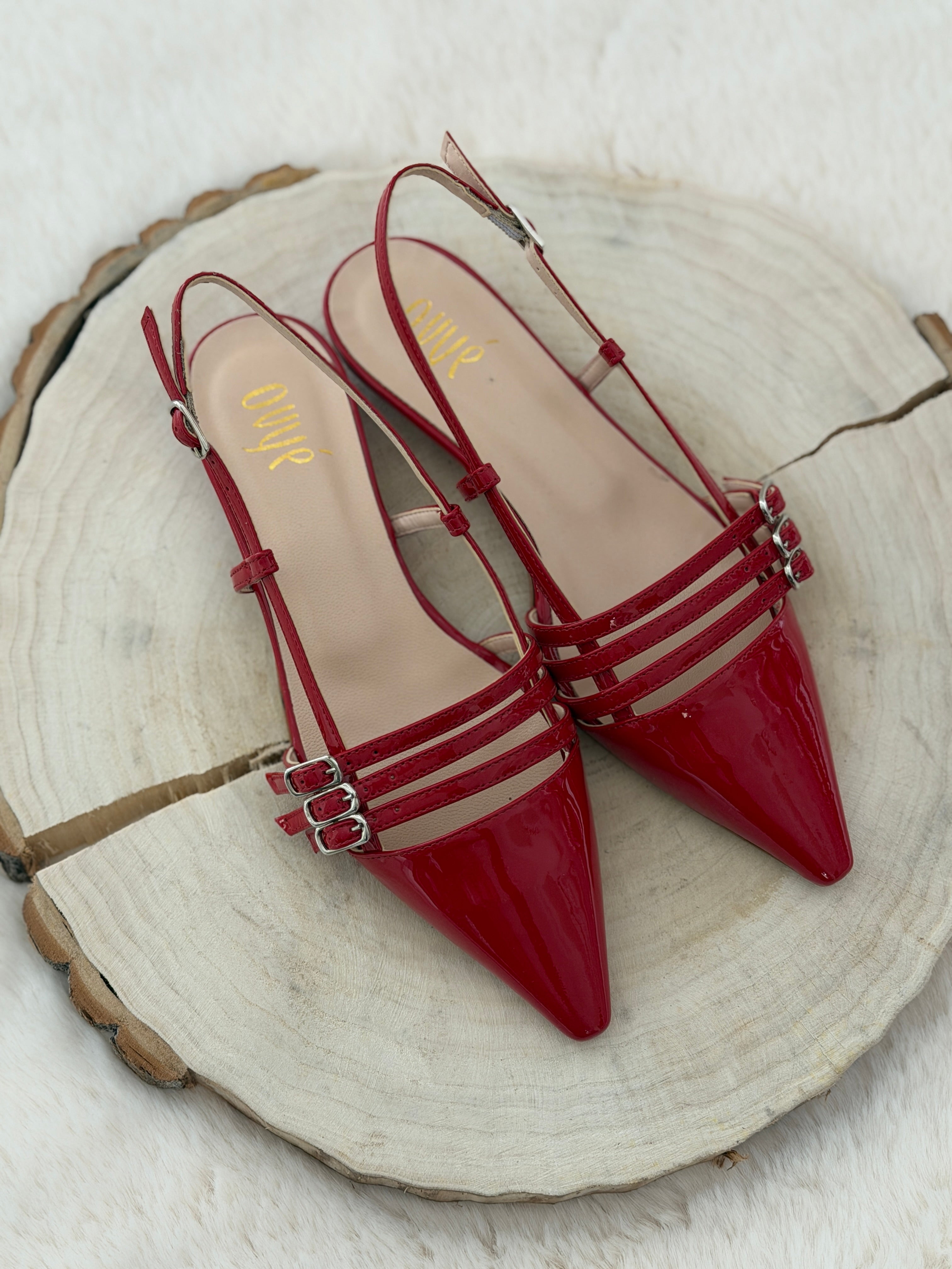 Slingback vernice rossa