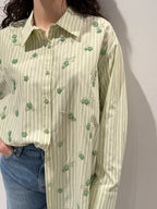 Camicia Oversize Righe e Strass