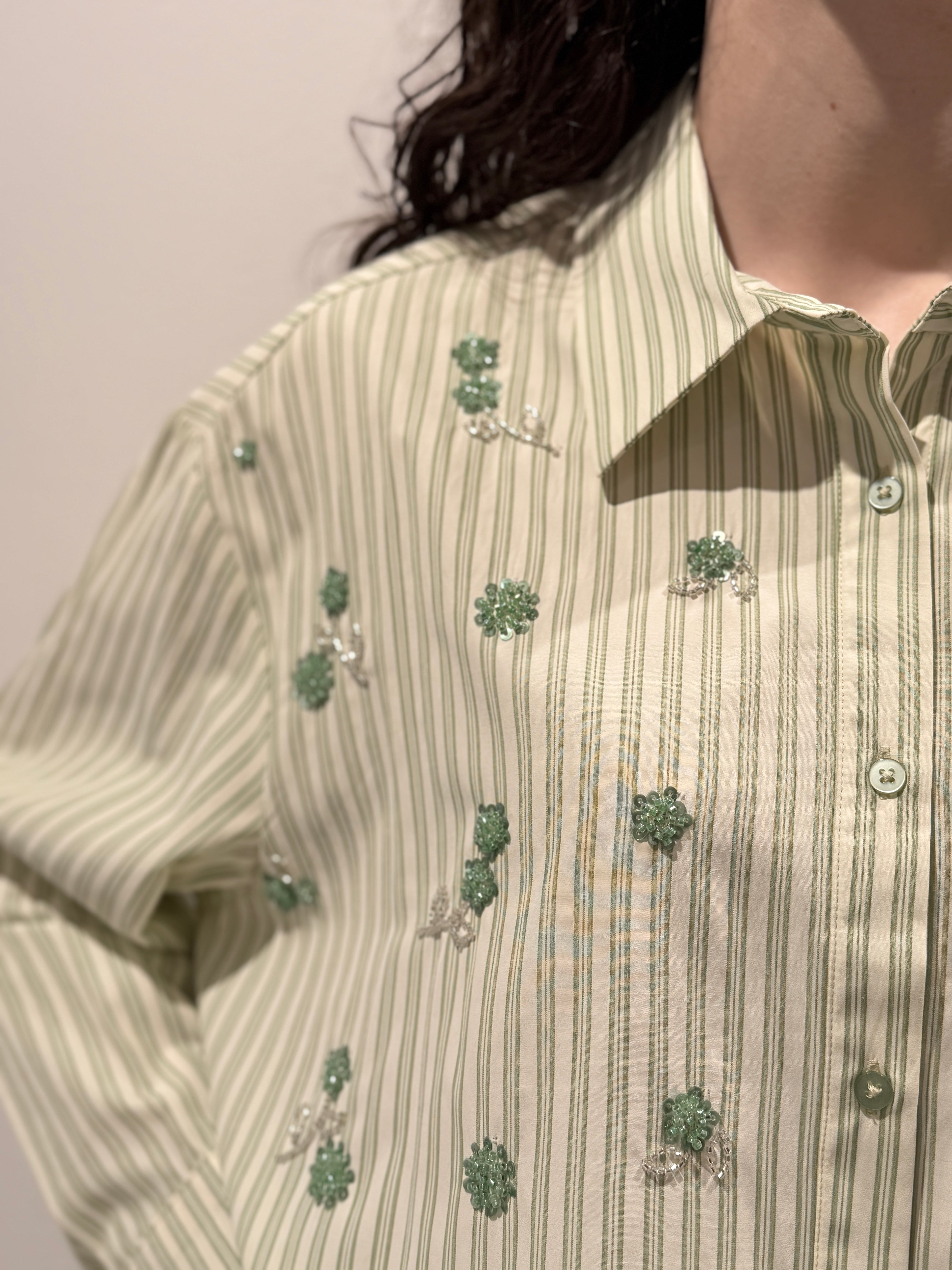 Camicia Oversize Righe e Strass