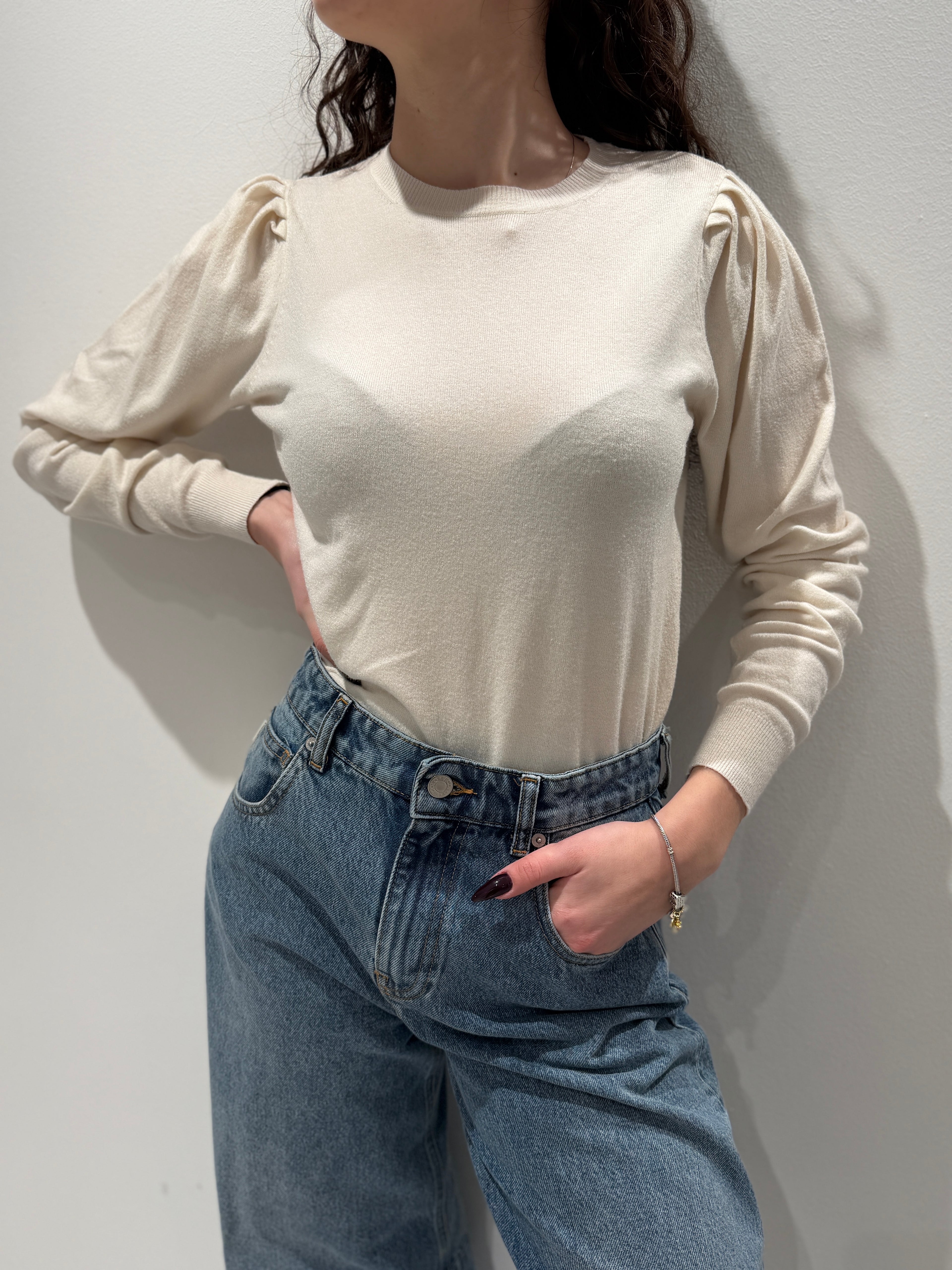 Maglioncino Basic Spalle Arricciate