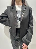 Blazer Gessato con Spille