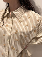 Camicia Oversize Righe e Strass