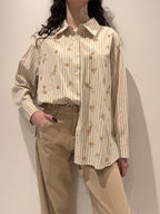 Camicia Oversize Righe e Strass