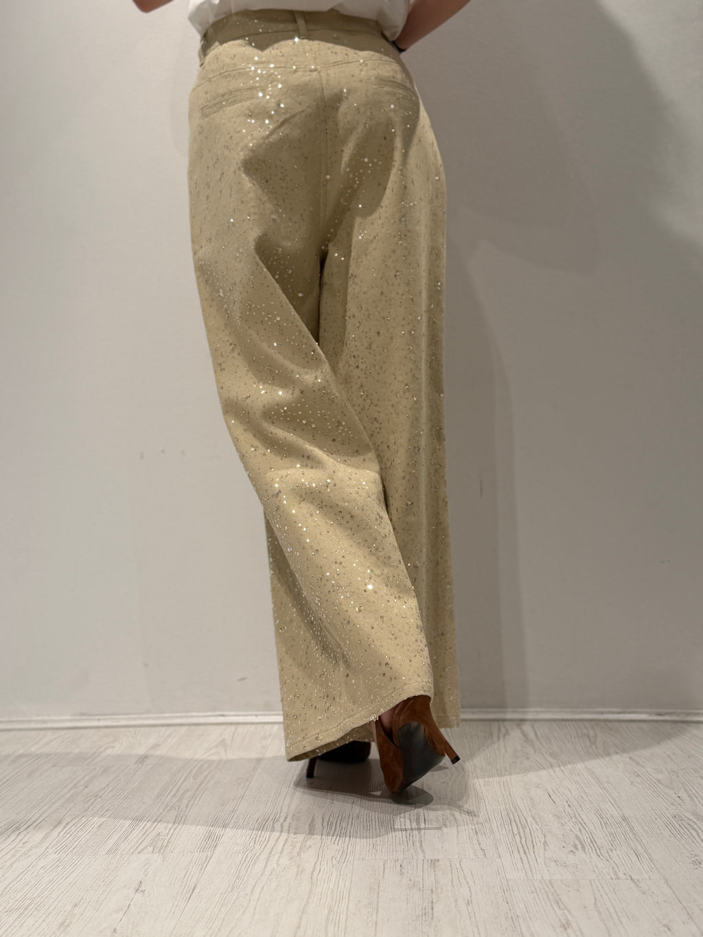 Denim Palazzo con Strass