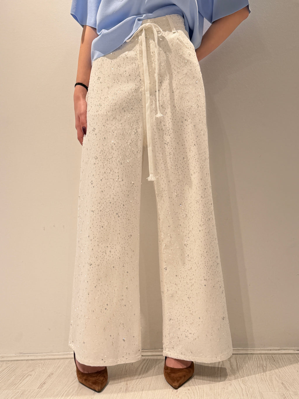 Denim Palazzo con Strass