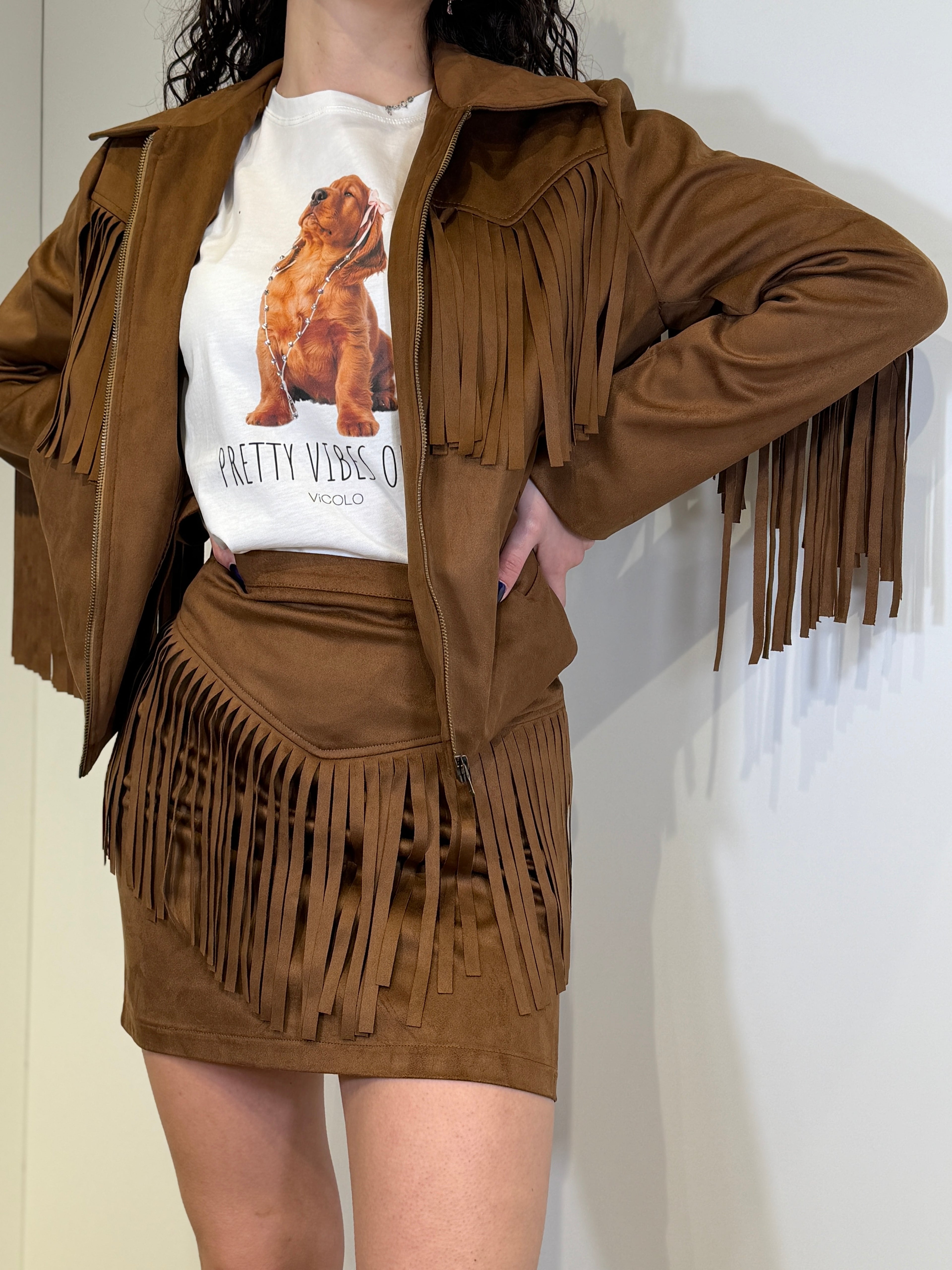 Giubbotto Suede con Frange