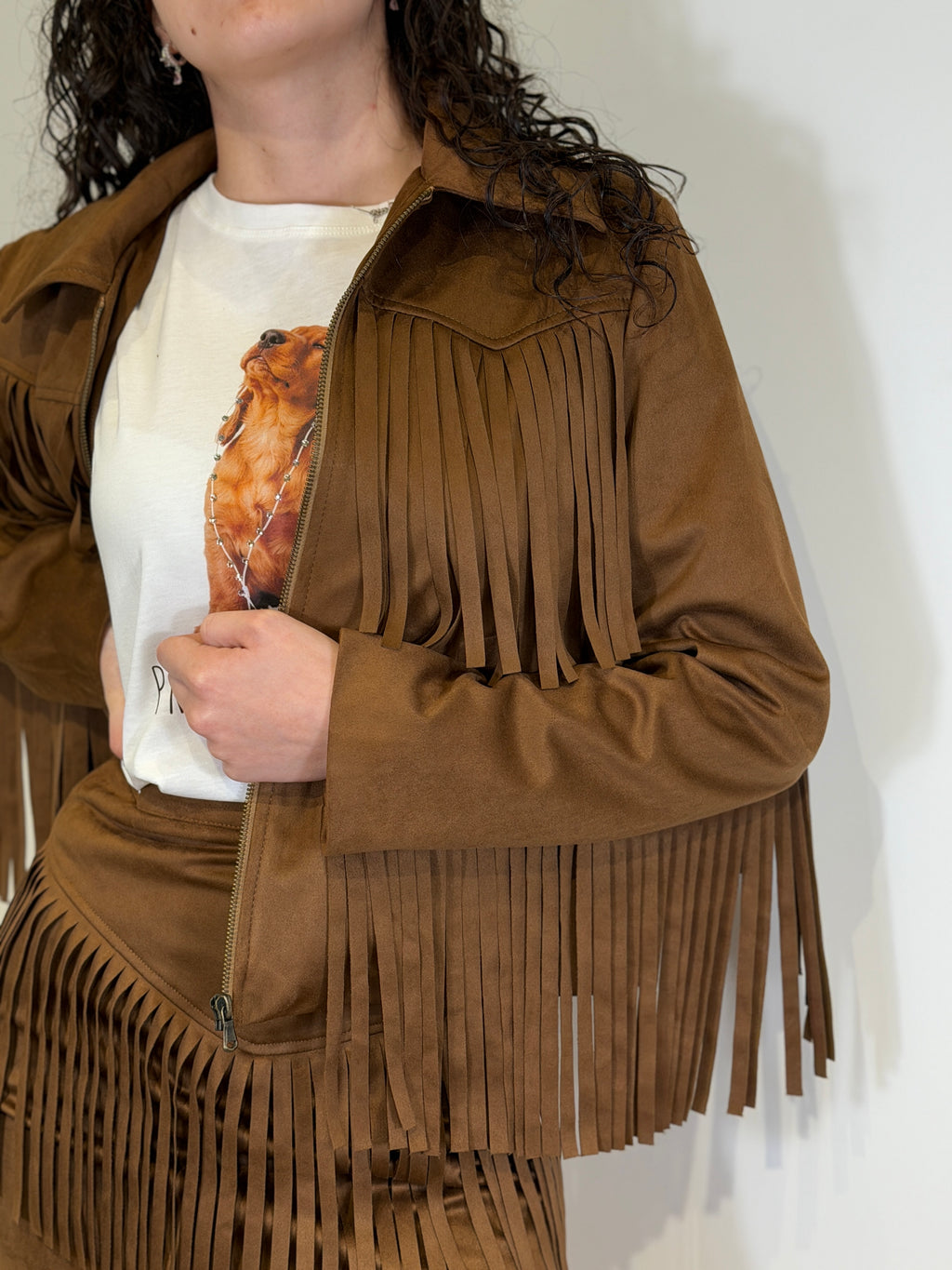 Giubbotto Suede con Frange