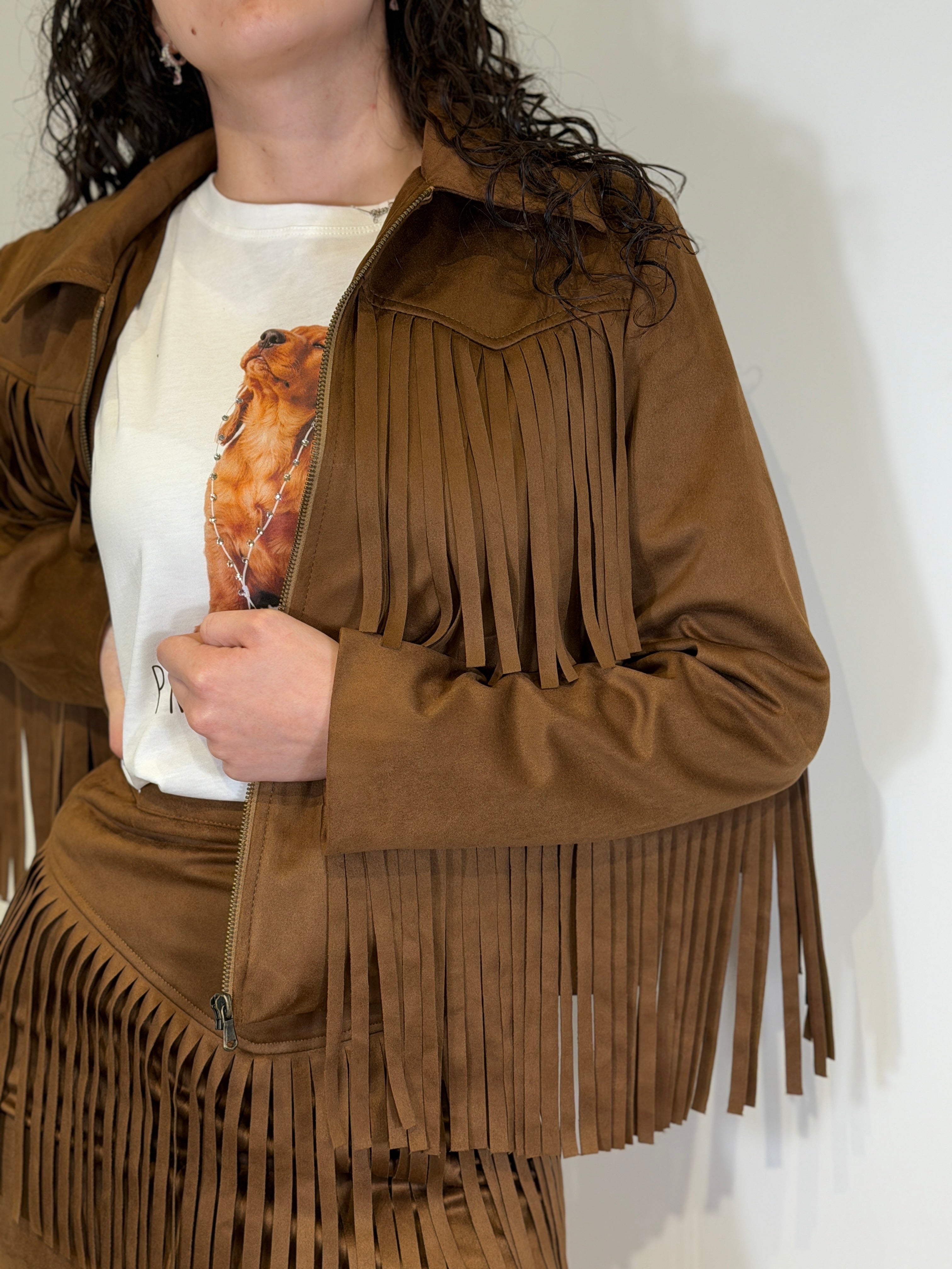 Giubbotto Suede con Frange
