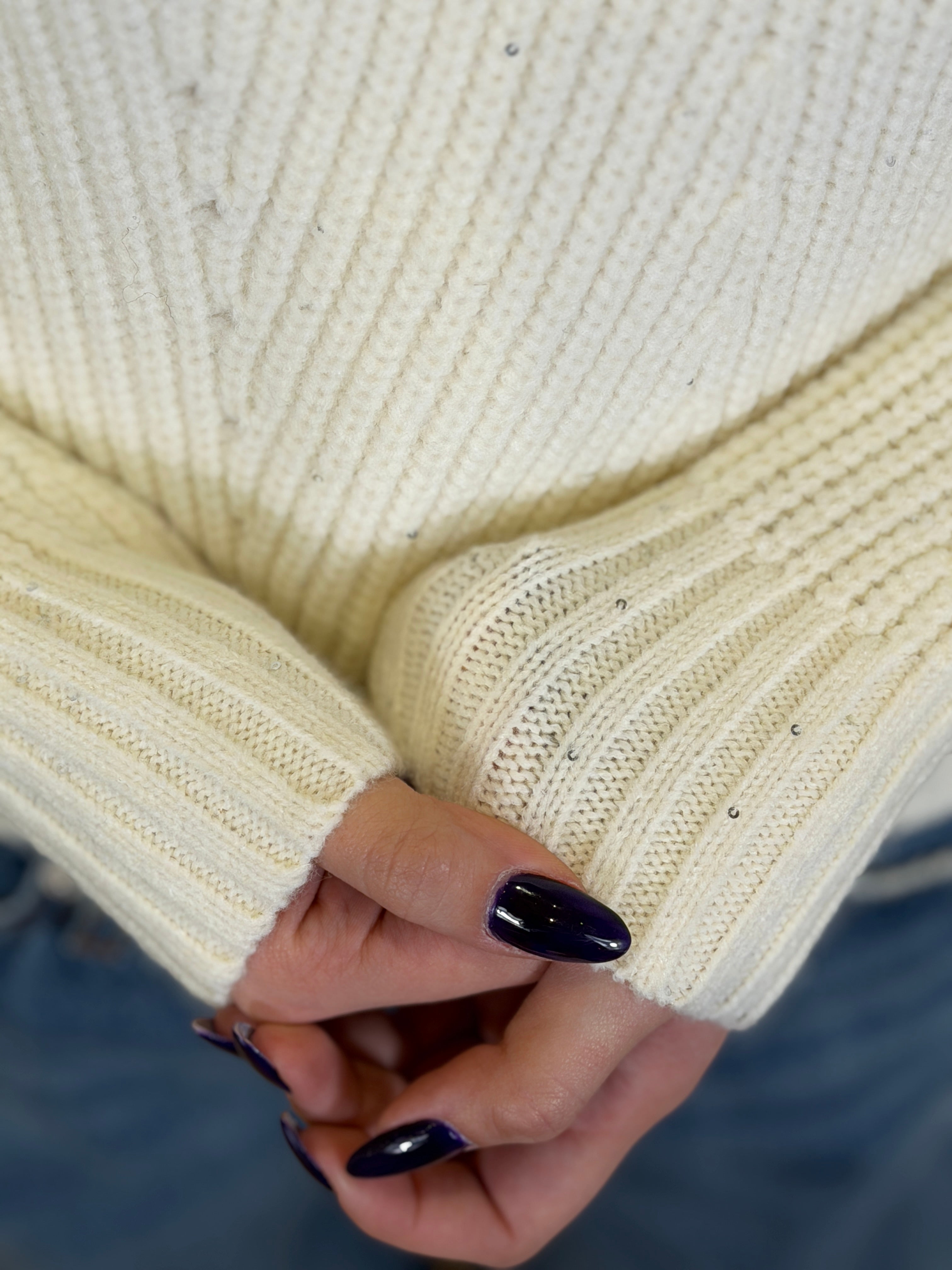 Maglia Girocollo con Micro Paillettes