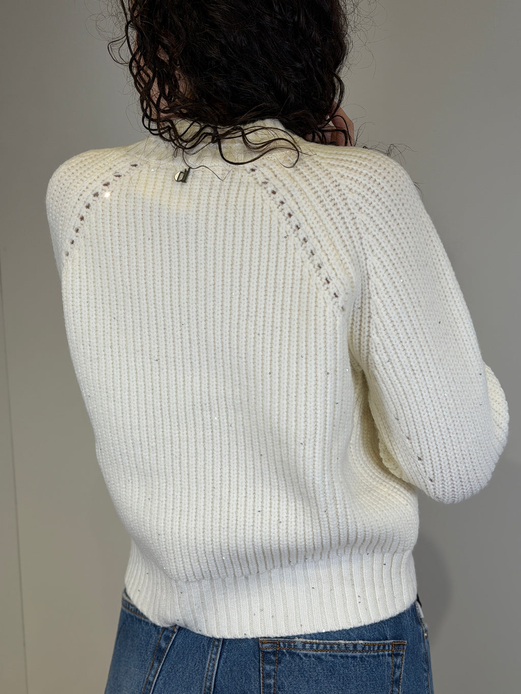 Maglia Girocollo con Micro Paillettes