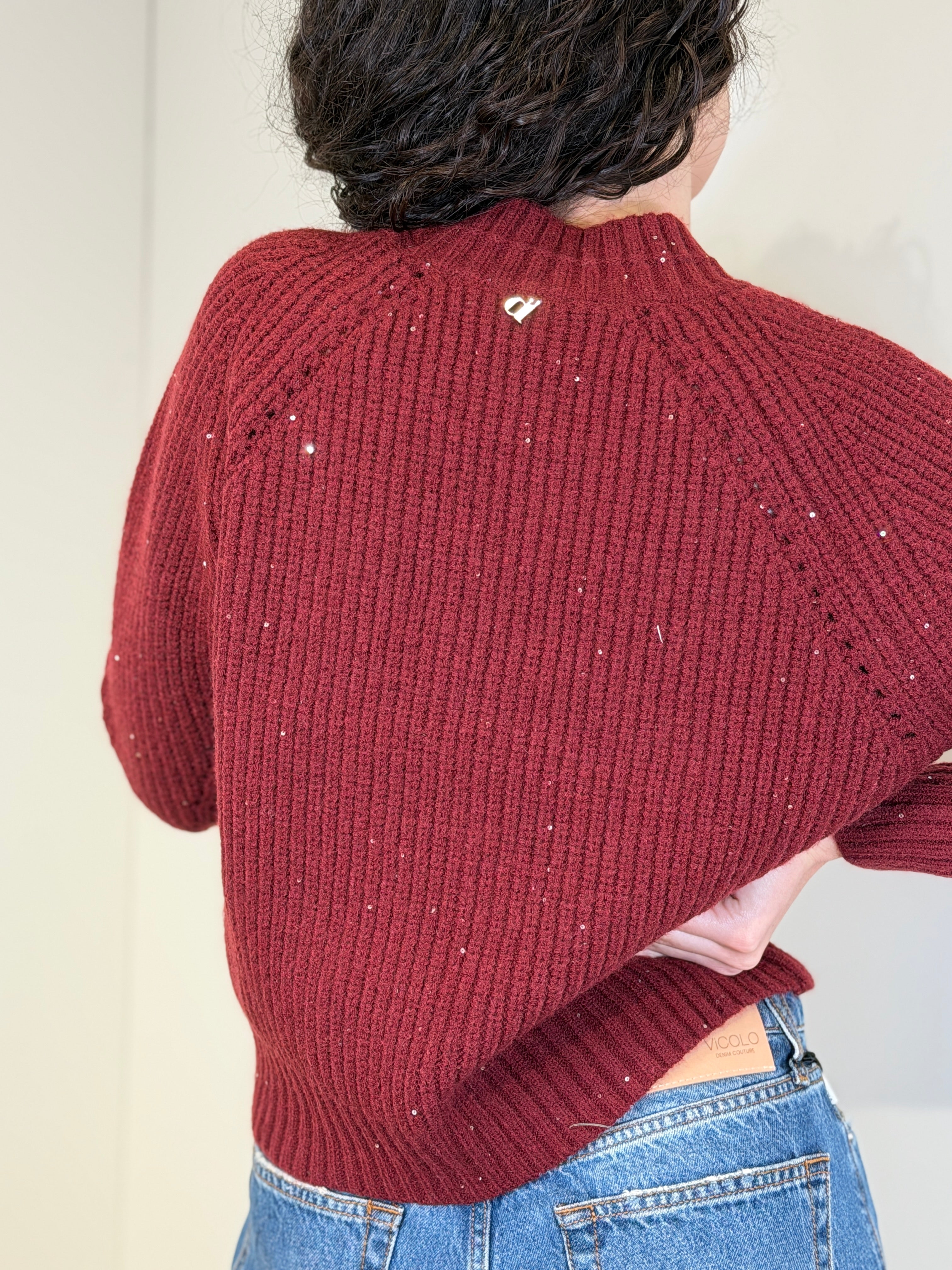 Maglia Girocollo con Micro Paillettes
