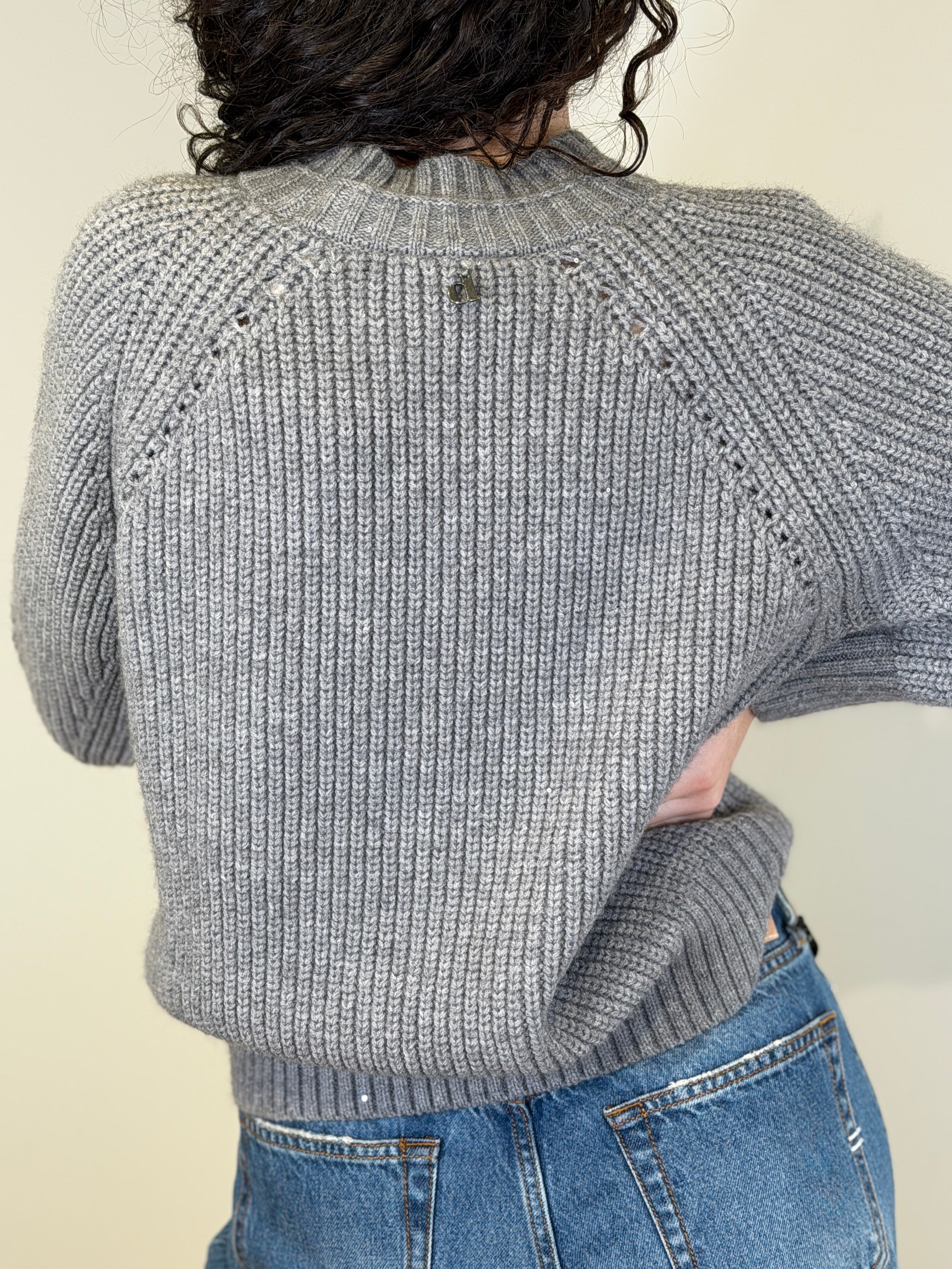 Maglia Girocollo con Micro Paillettes