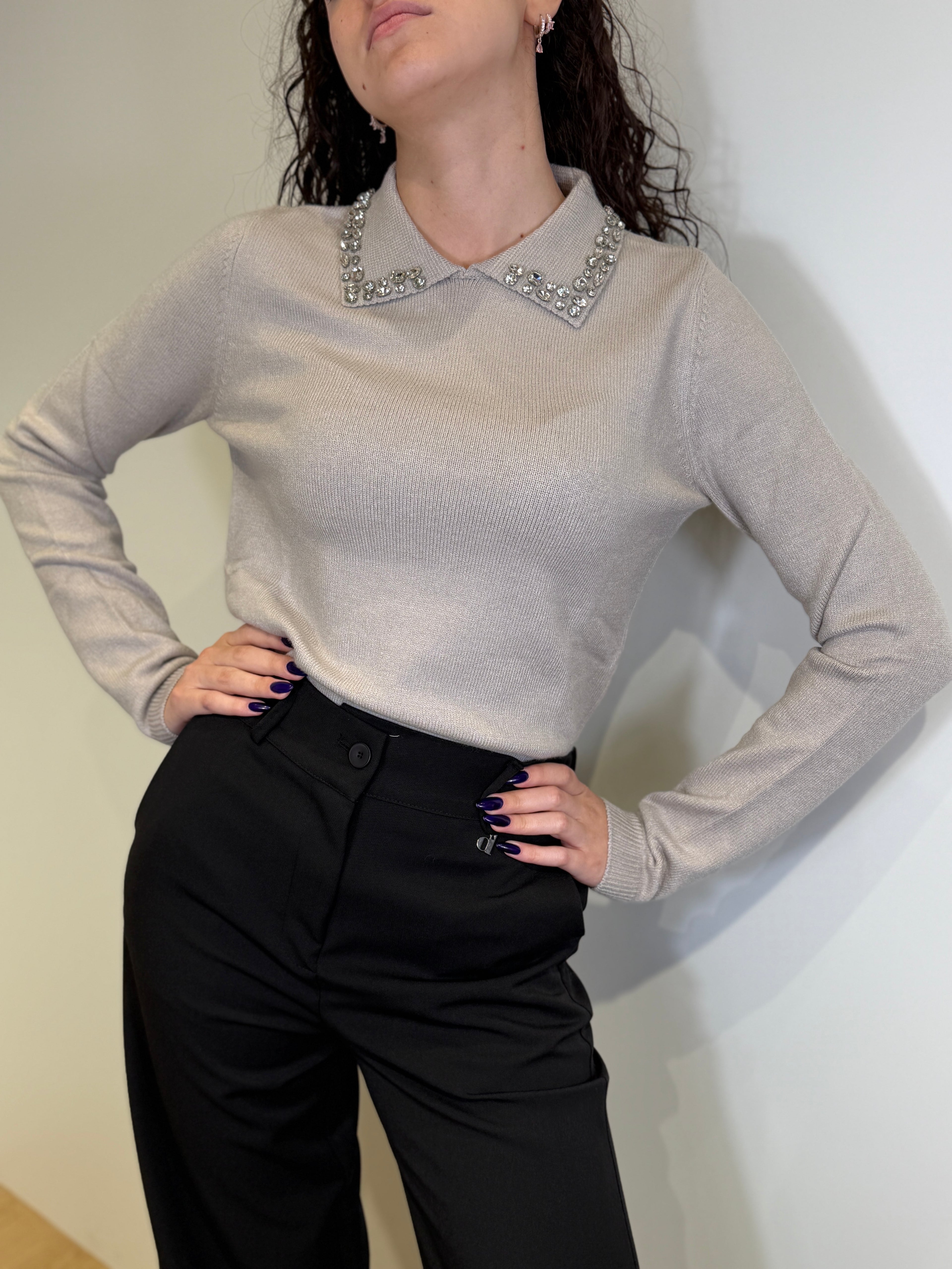 Maglia con Colletto con Applicazioni