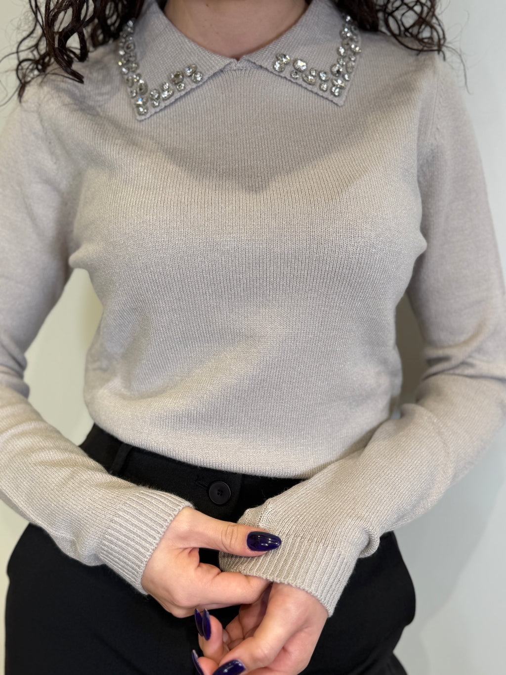 Maglia con Colletto con Applicazioni