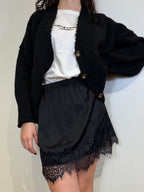 Gonna Mini Satin con Pizzo