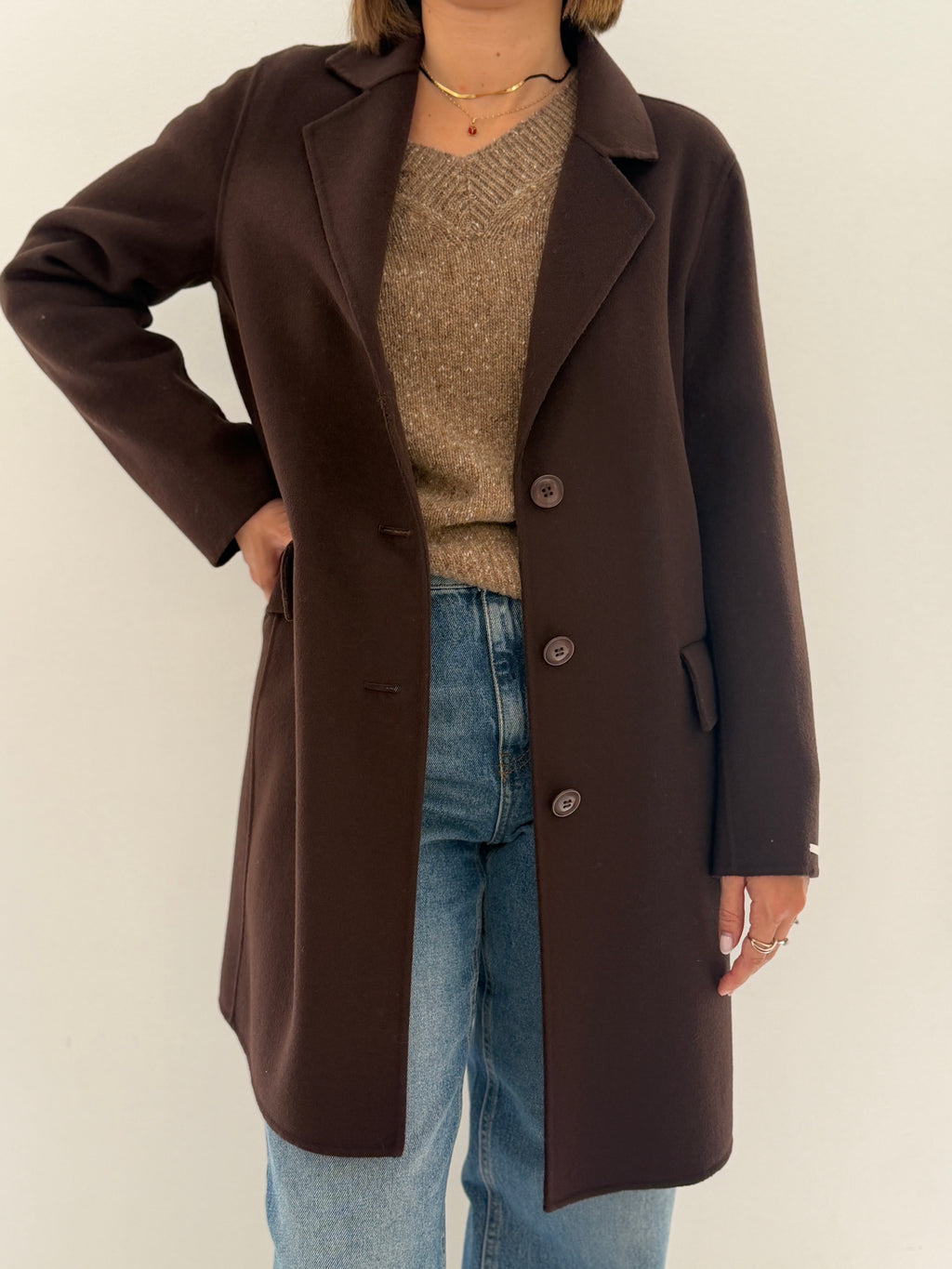 Cappotto dritto cucito a mano