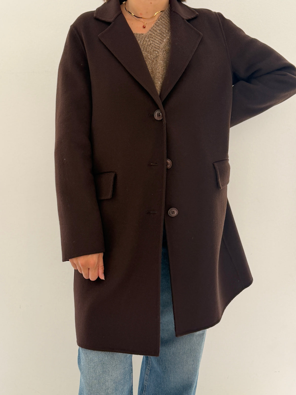 Cappotto dritto cucito a mano