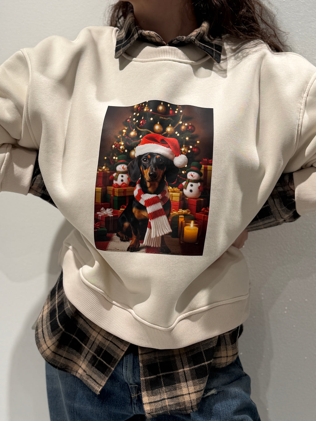 Felpa Stampa Bassotto Natalizio
