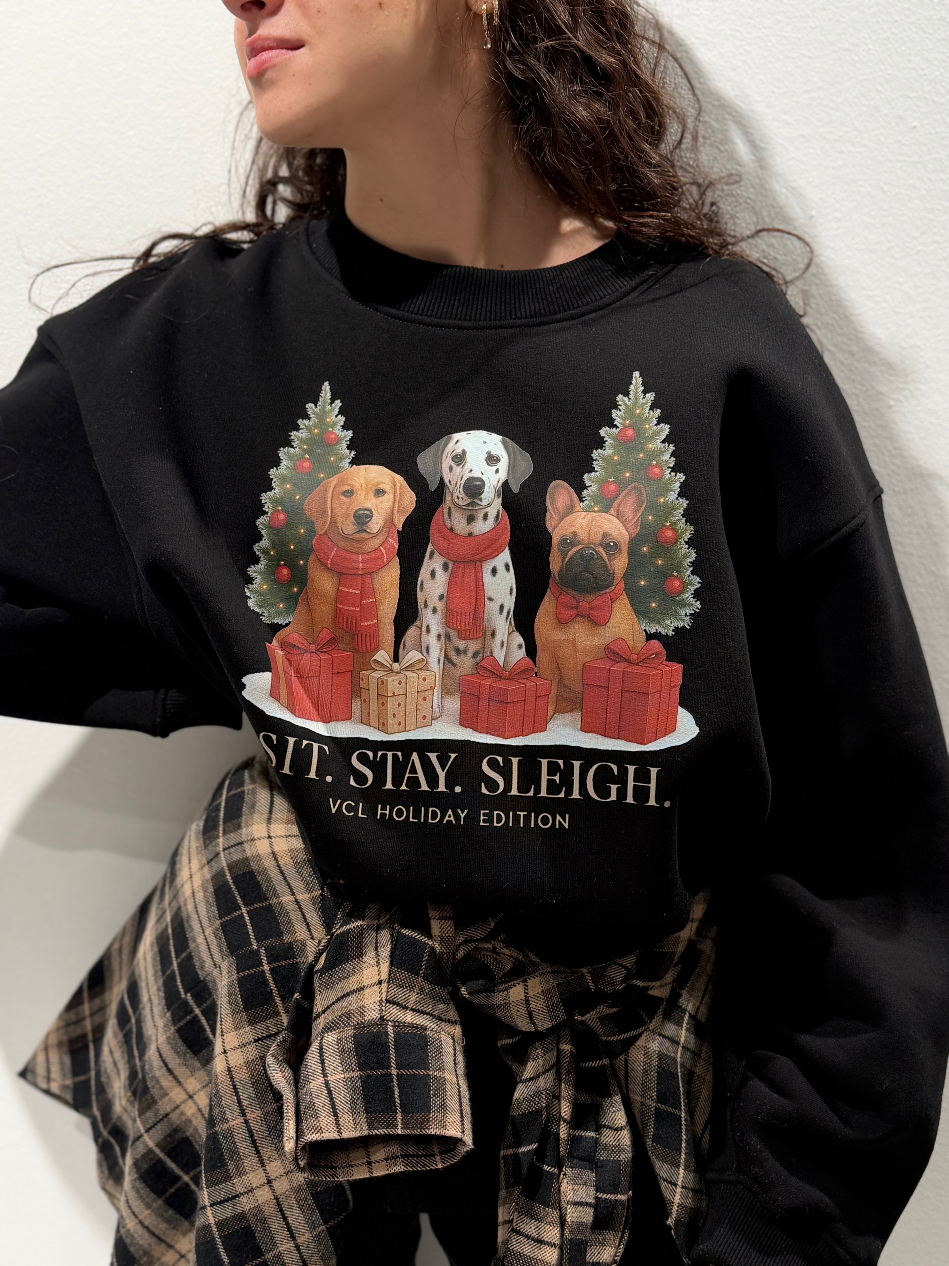 Felpa stampa Cani Natalizi