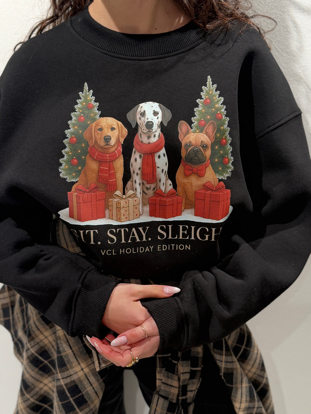 Felpa stampa Cani Natalizi