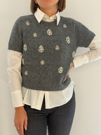 Maglia ricamata misto lana e alpaca