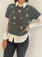 Maglia ricamata misto lana e alpaca