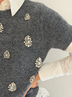 Maglia ricamata misto lana e alpaca