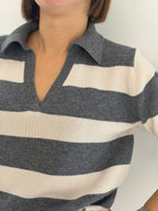 Polo in maglia a righe misto cashmere
