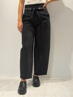 Denim balloon con cintura con strass