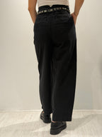Denim balloon con cintura con strass
