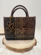 Borsa media stampa check con paillettes