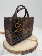 Borsa media stampa check con paillettes