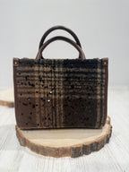 Borsa media stampa check con paillettes
