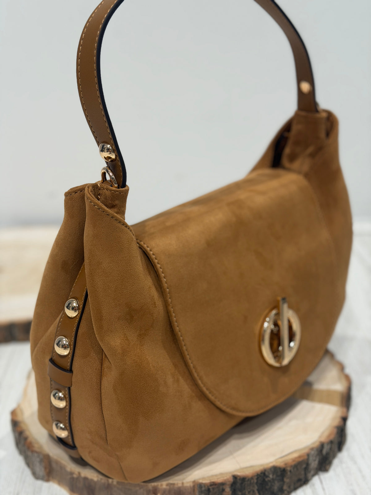 Borsa a mano scamosciata
