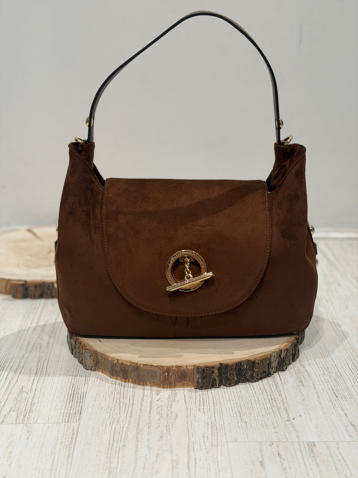 Borsa a mano scamosciata