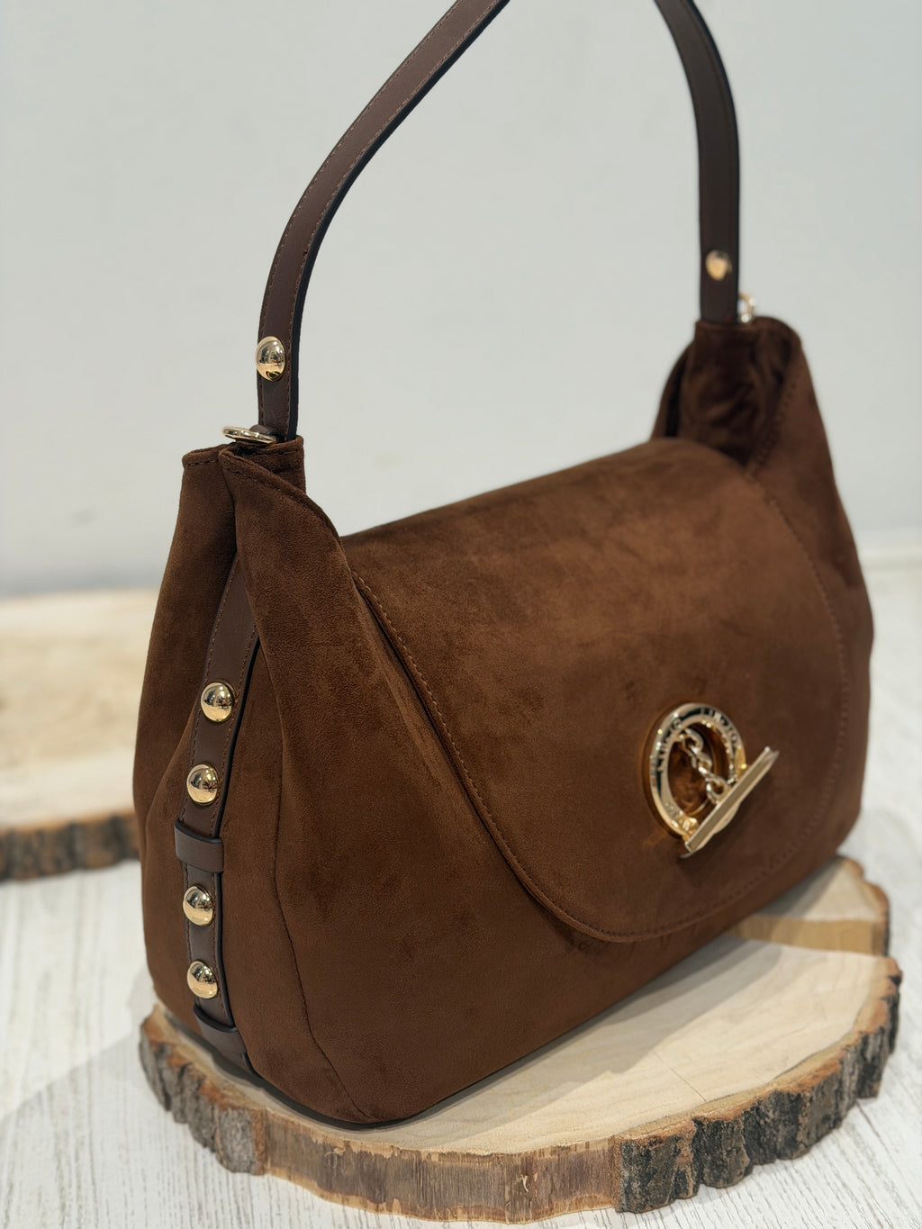Borsa a mano scamosciata