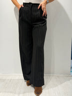 Pantalone gessato ampio