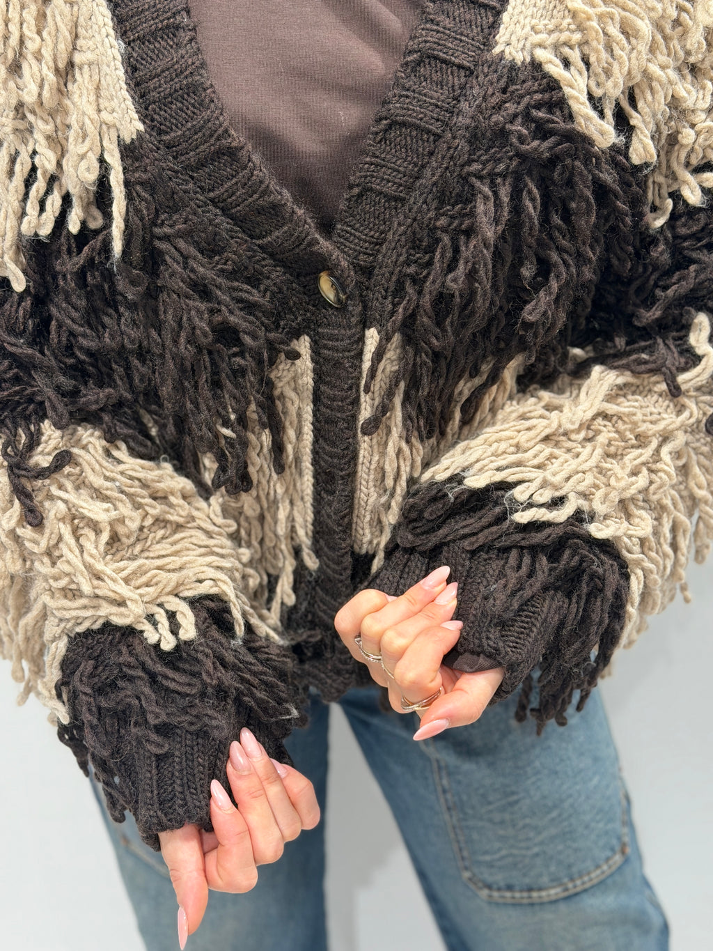 Cardigan rigato con frange Vicolo