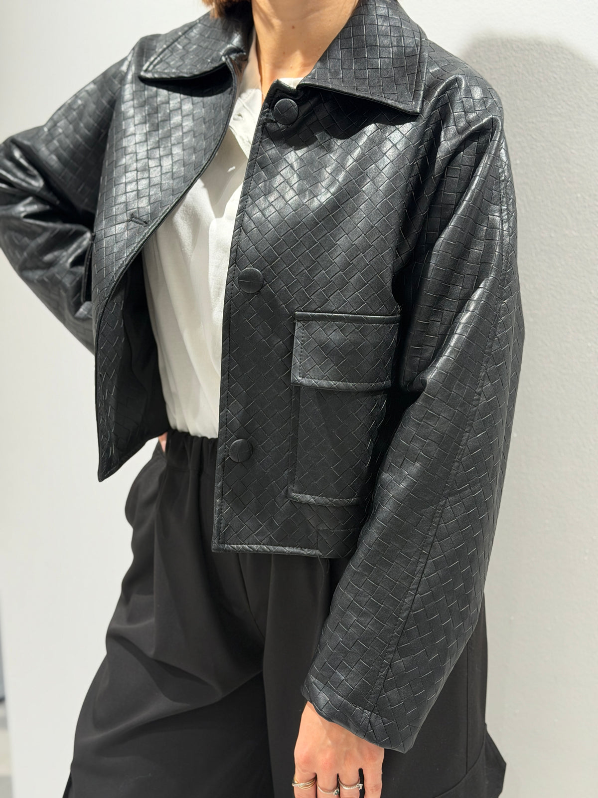 Giacchino biker ecopelle intrecciato