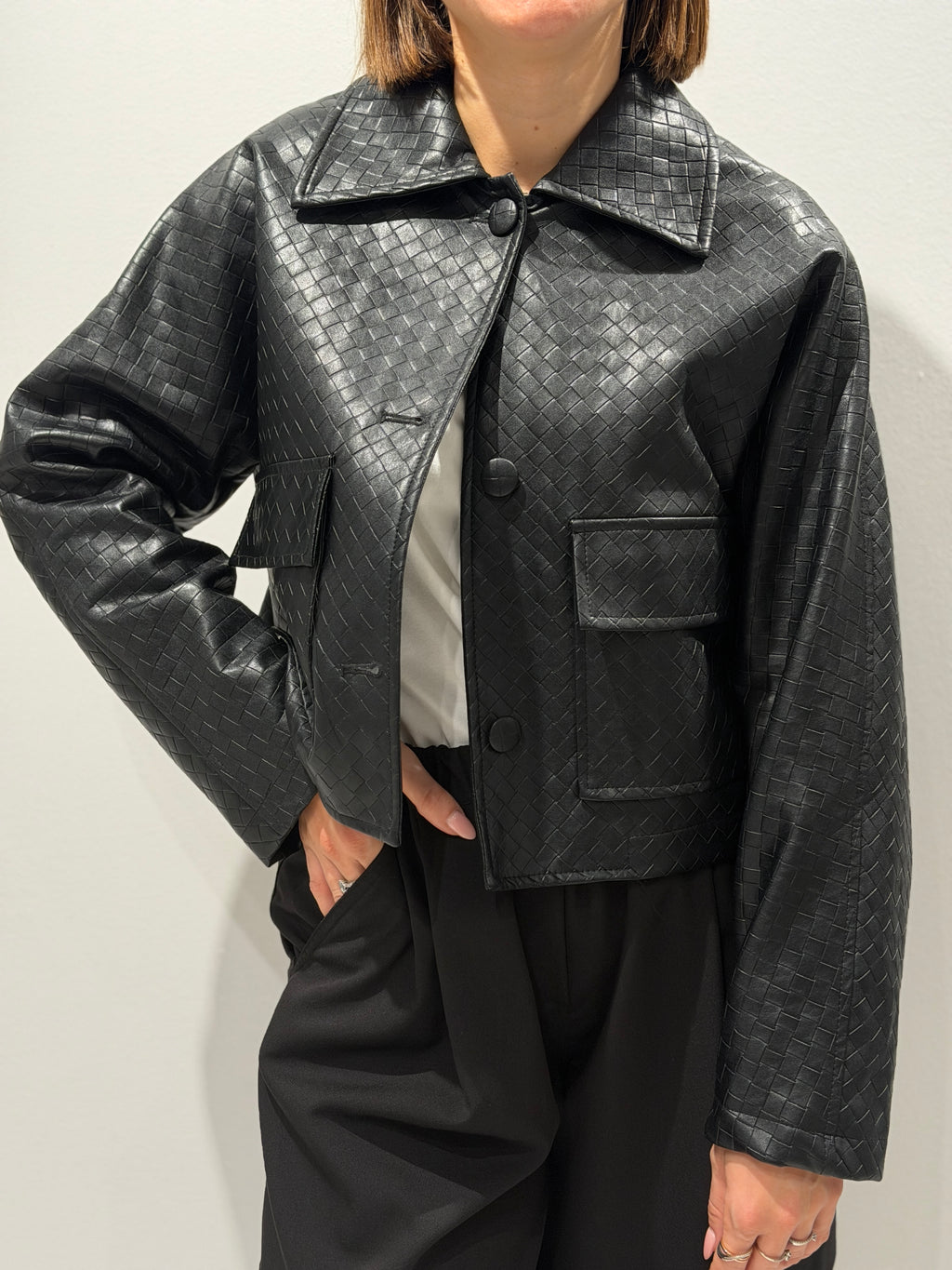 Giacchino biker ecopelle intrecciato