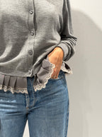 Cardigan in lana con dettaglio lingerie