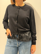 Cardigan in lana con dettaglio lingerie