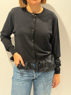 Cardigan in lana con dettaglio lingerie