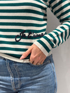 Dolcevita a righe con ricamo