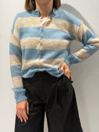 Cardigan rigato misto mohair